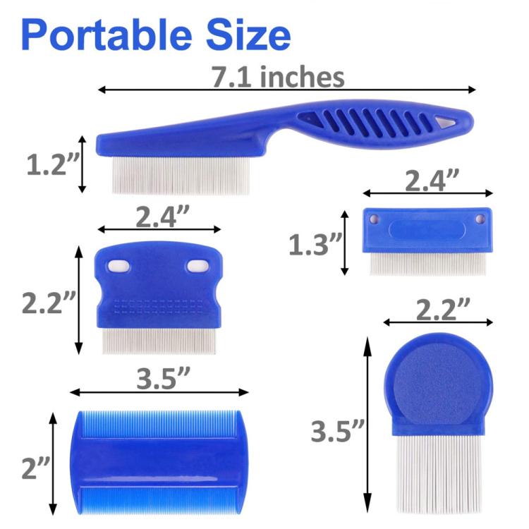 6pcs /Set Pet Flea Comb Stainless Steel Pin Dense Tooth Cat Dog Comb