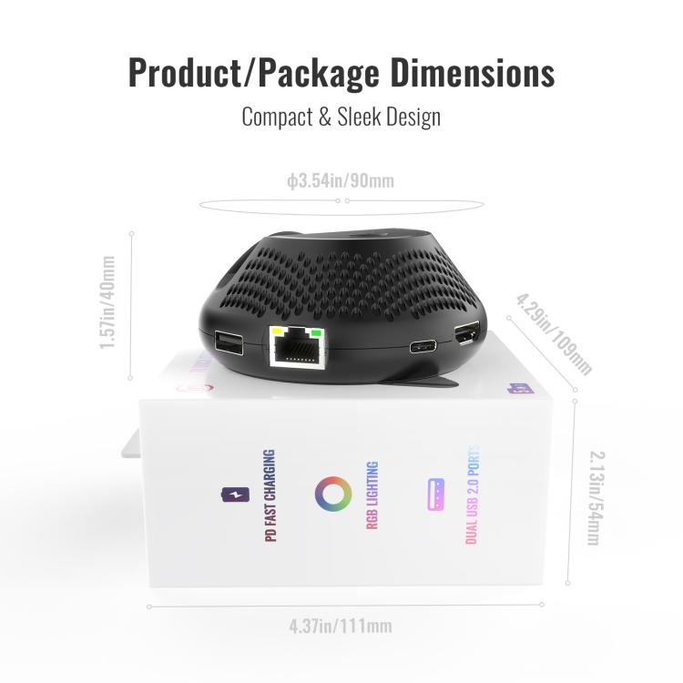 For Nintendo Switch 2 JYS 4K 60Hz TV Dock 5-In-1 HUB With Gigabit Ethernet Port RGB Ambient Lighting