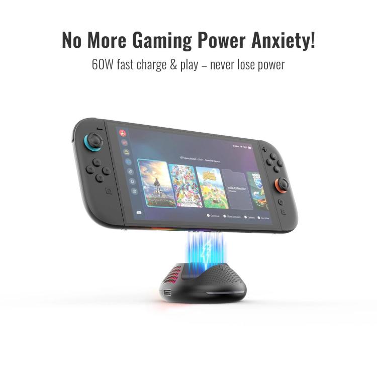 For Nintendo Switch 2 JYS 4K 60Hz TV Dock 5-In-1 HUB With Gigabit Ethernet Port RGB Ambient Lighting