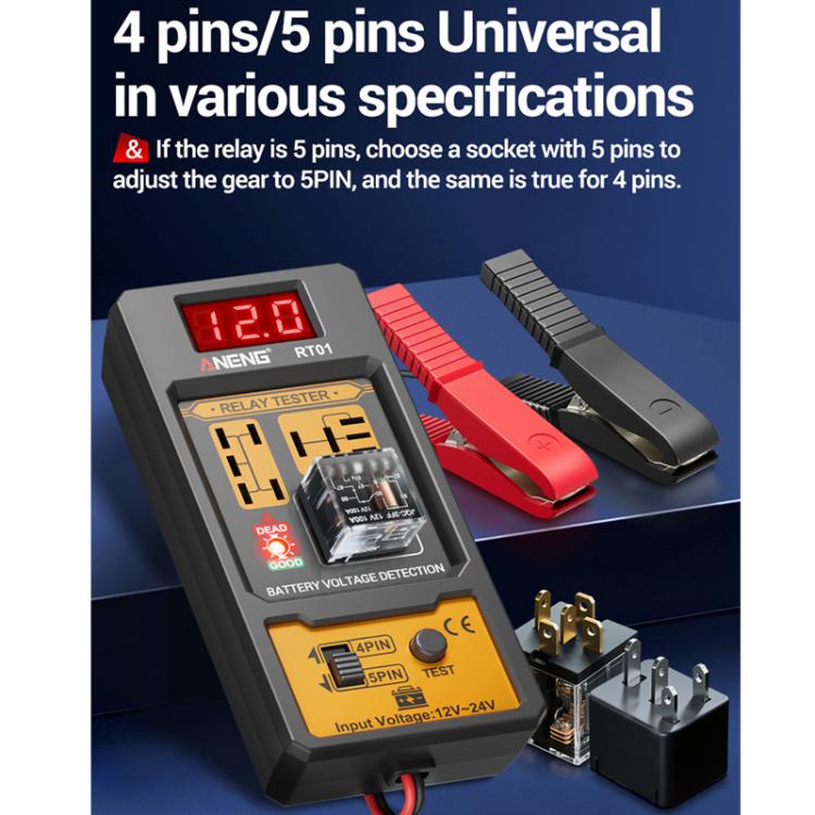 ANENG 12V/24V Car Battery Relay Four-Pin Digital Display Tester