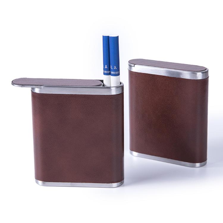 PU & Metal Cigarette Case for Men 20-Cigarette Capacity Crush-Proof Cigarette Holder