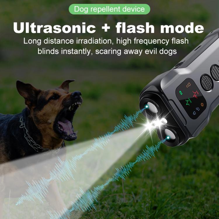 P9 Dual Head Ultrasonic Dog Deterrent Rechargeable Anti-Bark Device with Color Screen, LED Tail Light