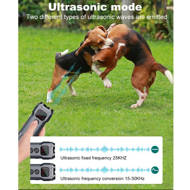 P9 Dual Head Ultrasonic Dog Deterrent Rechargeable Anti-Bark Device with Color Screen, LED Tail Light