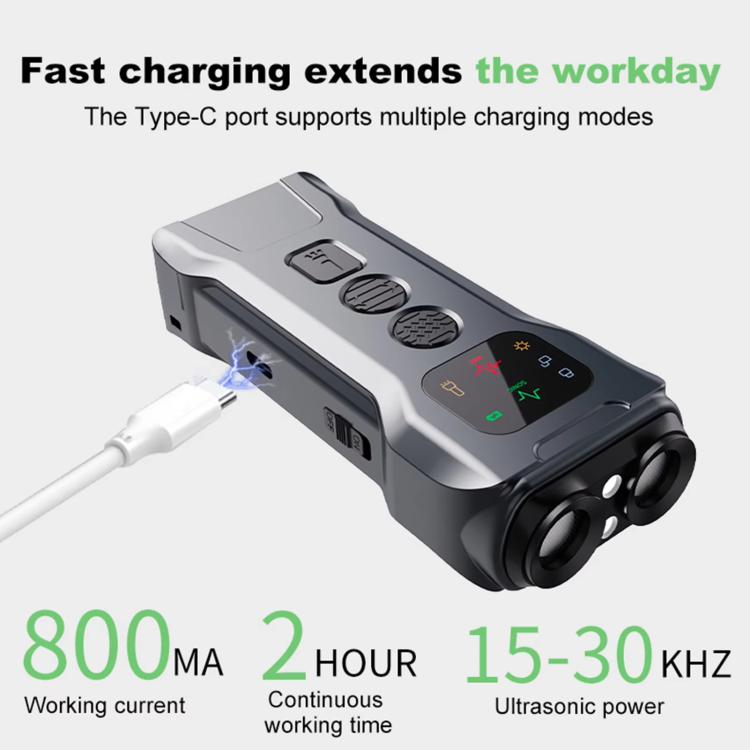 P9 Dual Head Ultrasonic Dog Deterrent Rechargeable Anti-Bark Device with Color Screen, LED Tail Light