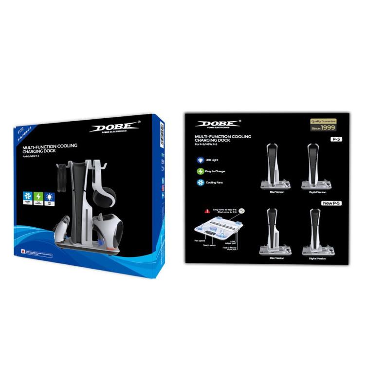 For PS5 / PS5 Slim / PS VR2 DOBE TP5-3550 Game Console Cooling Base Controller Charging Stand + Headphone Hanger