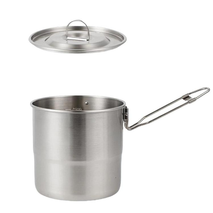 3000ml 16cm Heightened Outdoor Pots 304 Stainless Steel Outdoor Cooking Kettles