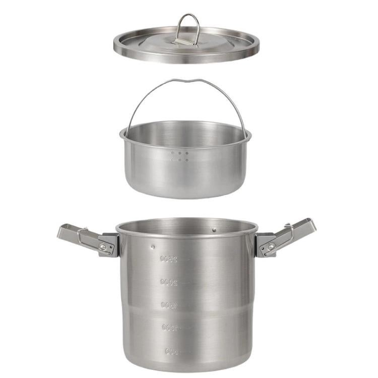 3000ml 16cm Heightened Outdoor Pots 304 Stainless Steel Outdoor Cooking Kettles