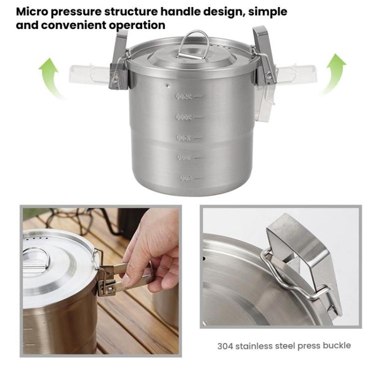 3000ml 16cm Heightened Outdoor Pots 304 Stainless Steel Outdoor Cooking Kettles