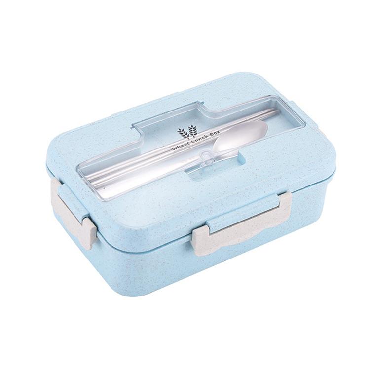 Plastic Split Microwaveable Oven Lunch Box With Stainless Steel Tableware