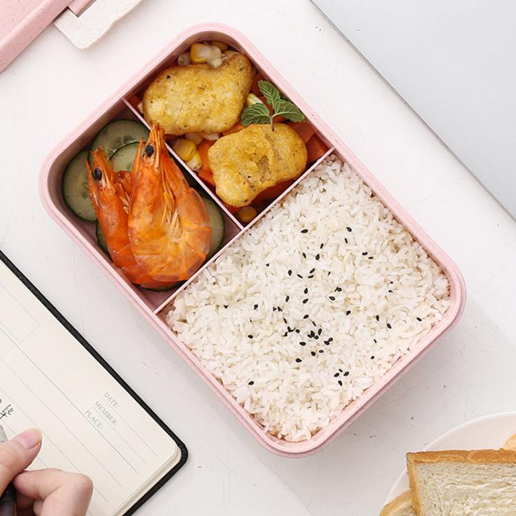 Plastic Split Microwaveable Oven Lunch Box With Stainless Steel Tableware