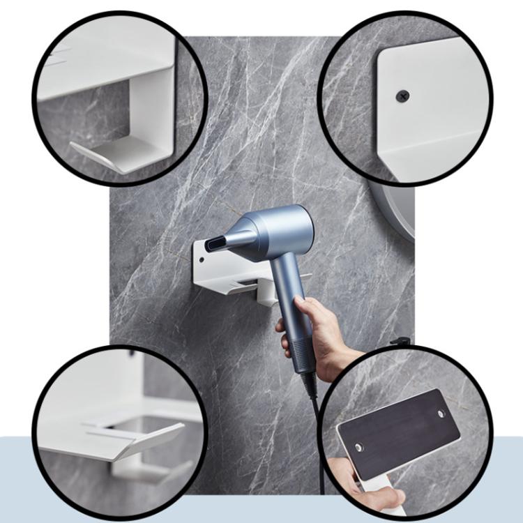 Wall-Mounted Hair Dryer Holder with Cord Organizer Bathroom Storage for Blow Dryer