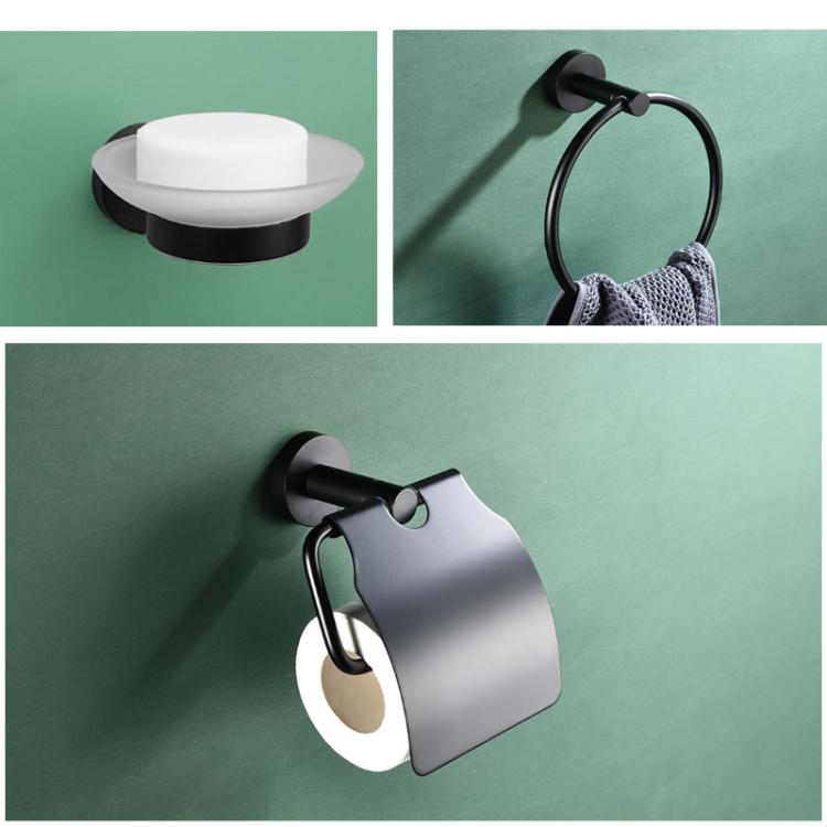 6-in-1 Stainless Steel Bathroom Hardware Set - Towel Bar, Ring, Toilet Paper Holder, Hooks, Soap Dish, Cup Holder for Shower Wall Organization