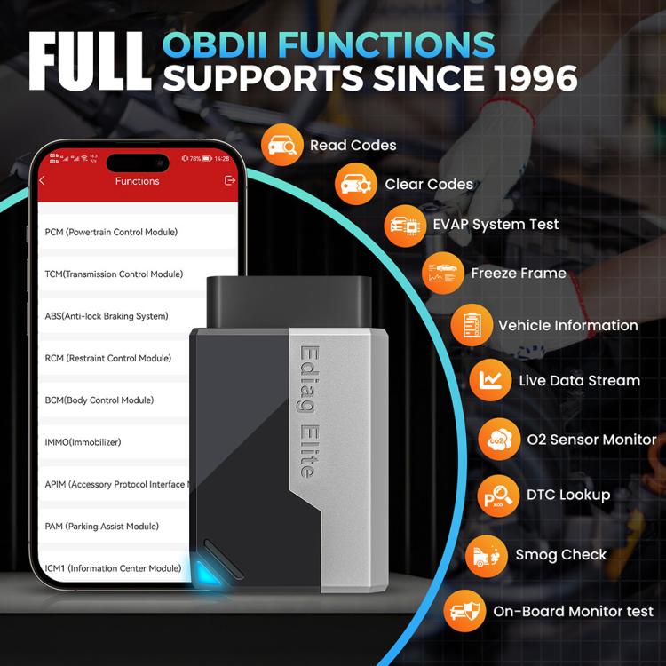 KINGBOLEN Ediag Elite Car Fault OBD2 Multilingual Detector