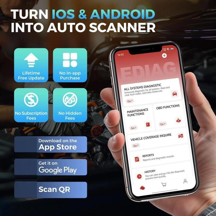 KINGBOLEN Ediag Elite Car Fault OBD2 Multilingual Detector