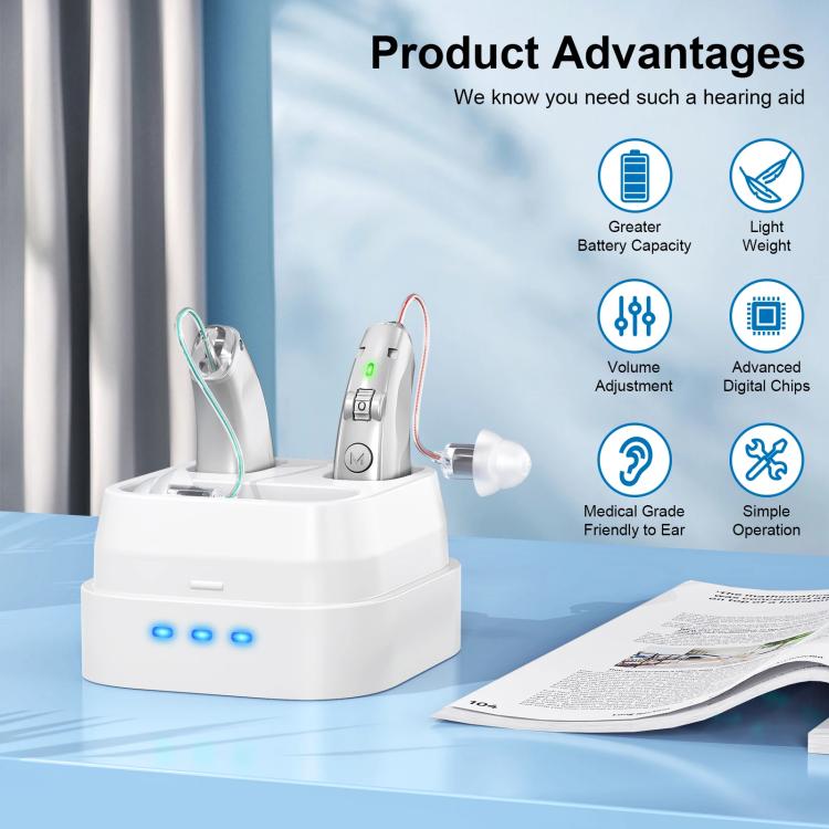 Behind-The-Ear Hearing Amplifier With Charging Case Sound Enhancer For Seniors