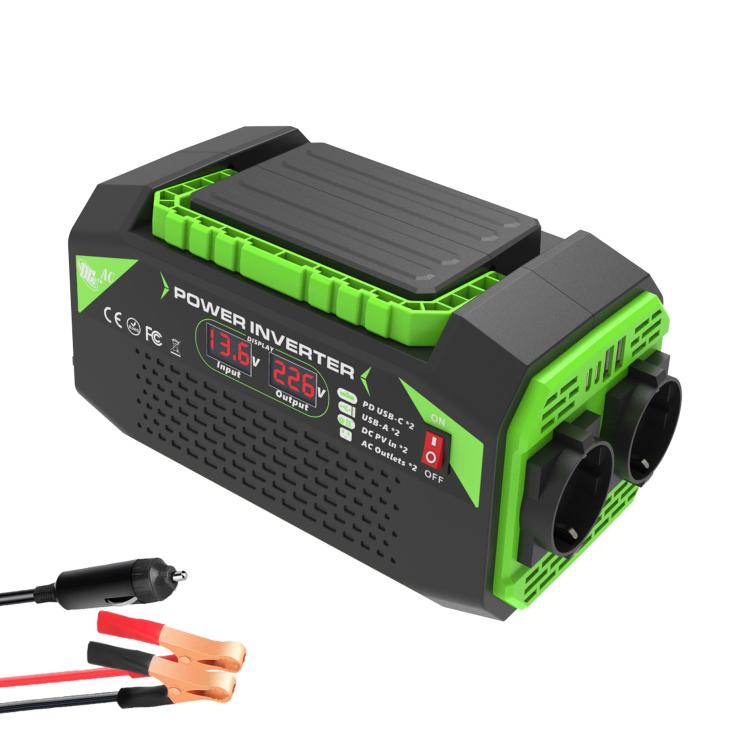 Gurxun Car Pure Sine Wave Inverter Dual AC Sockets + 2 USB + 2 Type-C Ports Outdoor Car Power Converter
