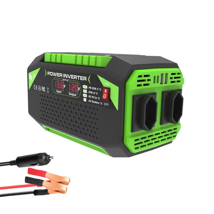 Gurxun Car Pure Sine Wave Inverter Dual AC Sockets + 2 USB + 2 Type-C Ports Outdoor Car Power Converter