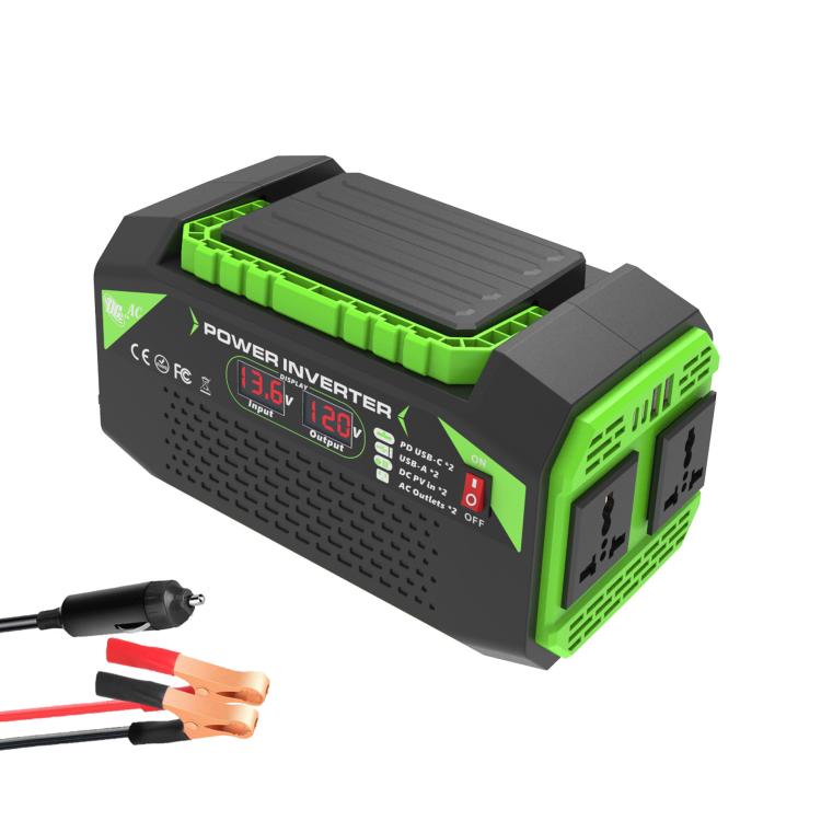 Gurxun Car Pure Sine Wave Inverter Dual AC Sockets + 2 USB + 2 Type-C Ports Outdoor Car Power Converter