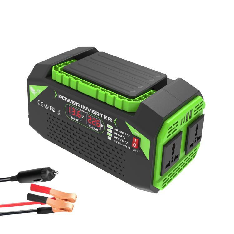 Gurxun Car Pure Sine Wave Inverter Dual AC Sockets + 2 USB + 2 Type-C Ports Outdoor Car Power Converter