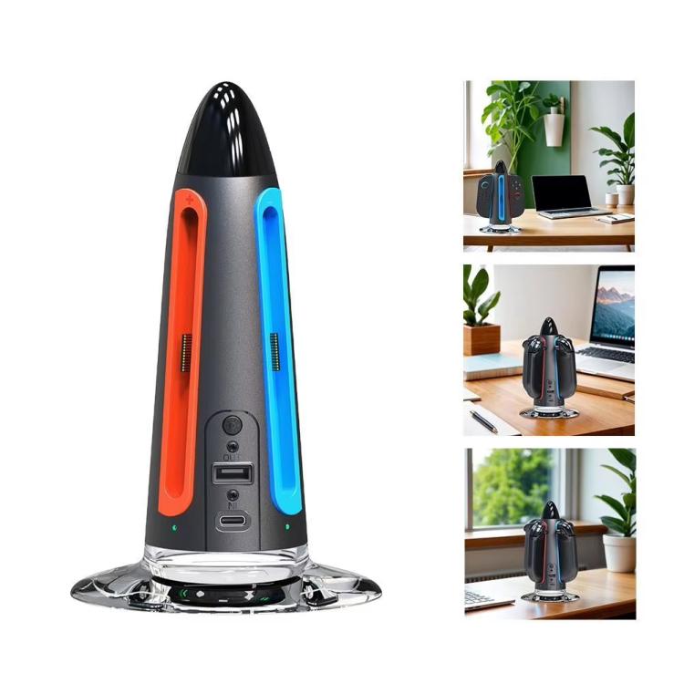 For Nintendo Switch 2 Joy-Con Controllers 4 In 1 Round Charging Stand With RGB Light