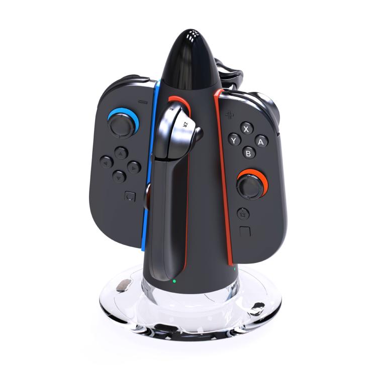 For Nintendo Switch 2 Joy-Con Controllers 4 In 1 Round Charging Stand With RGB Light