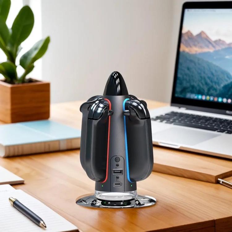 For Nintendo Switch 2 Joy-Con Controllers 4 In 1 Round Charging Stand With RGB Light