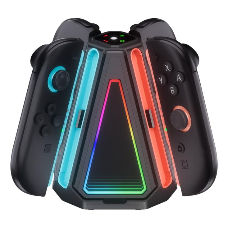For Nintendo Switch 2 Joy-Con Controllers 4 In 1 Triangular Charging Base With RGB Light