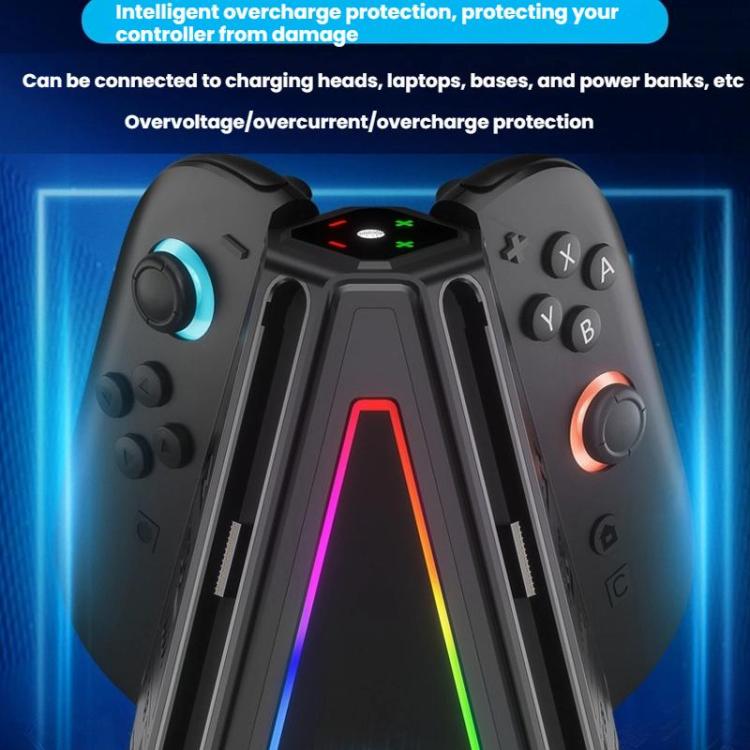 For Nintendo Switch 2 Joy-Con Controllers 4 In 1 Triangular Charging Base With RGB Light