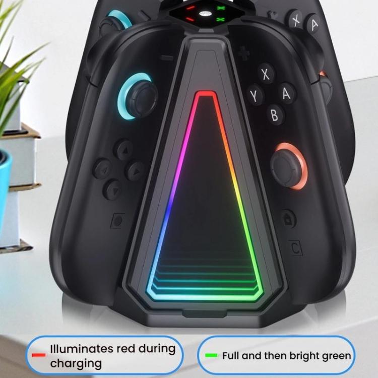 For Nintendo Switch 2 Joy-Con Controllers 4 In 1 Triangular Charging Base With RGB Light