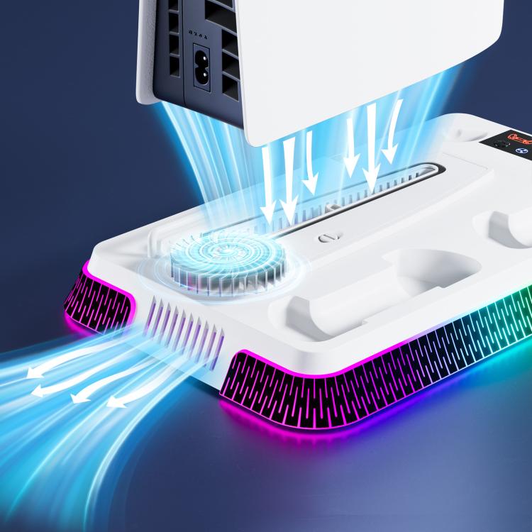 For PS5 Pro / PS5 Slim / PS5 Multifunctional Cooling Base With Dual Handle Charging Dock