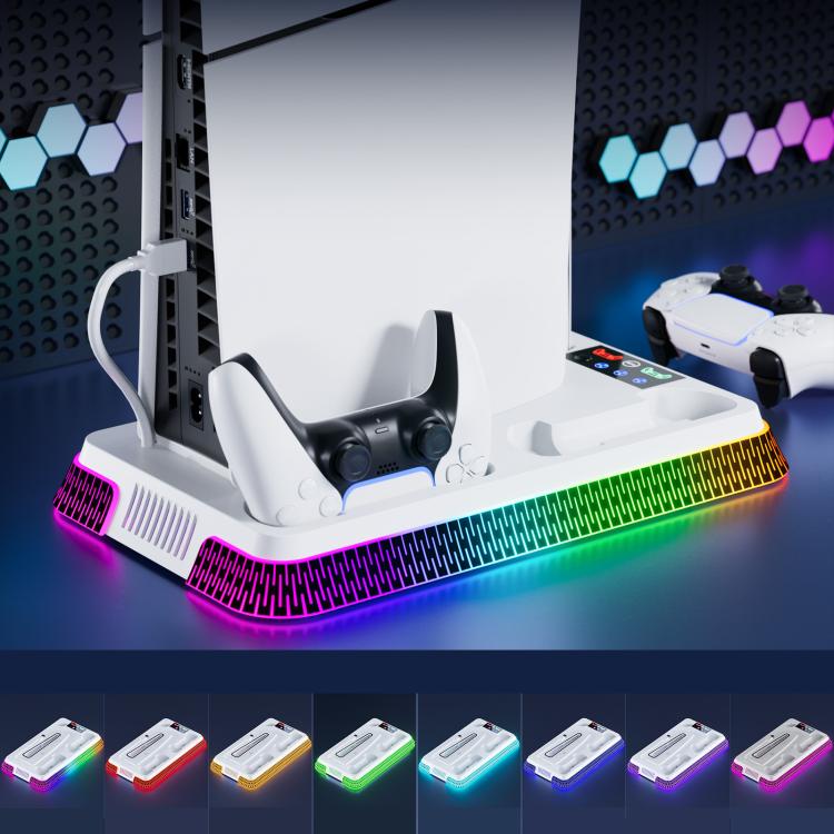 For PS5 Pro / PS5 Slim / PS5 Multifunctional Cooling Base With Dual Handle Charging Dock