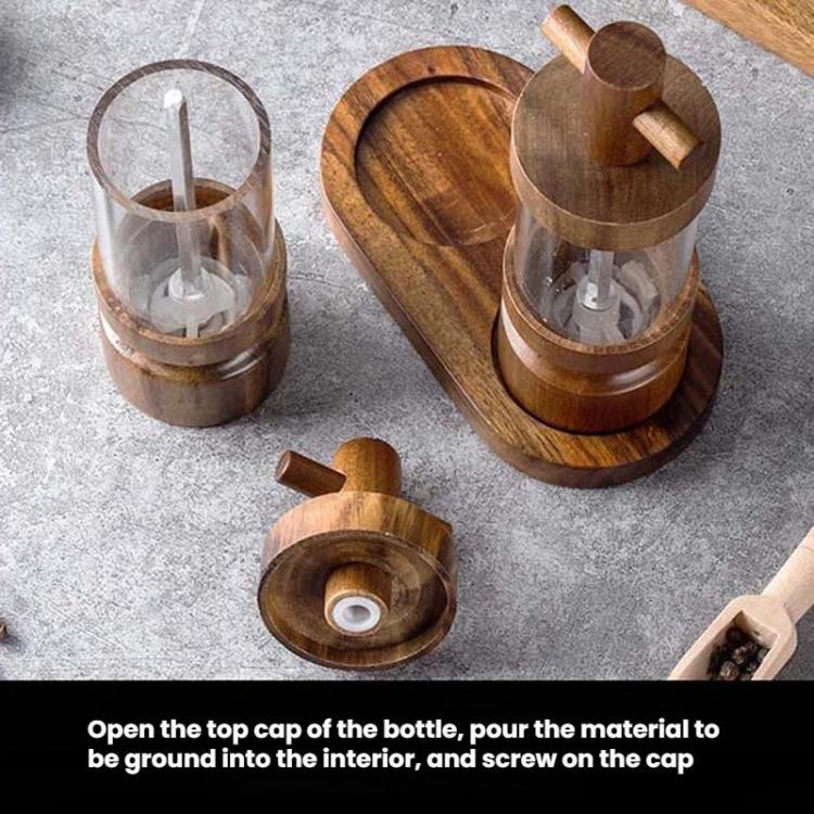 7 inch Manual Black Pepper Wood Grinder Transparent Acrylic Pepper Seasoning Bottle