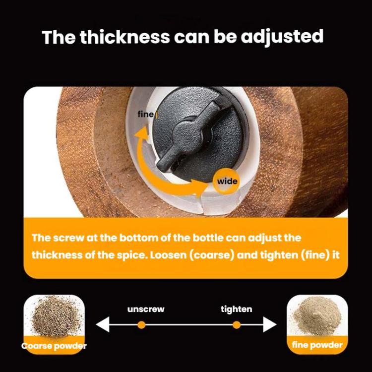 7 inch Manual Black Pepper Wood Grinder Transparent Acrylic Pepper Seasoning Bottle