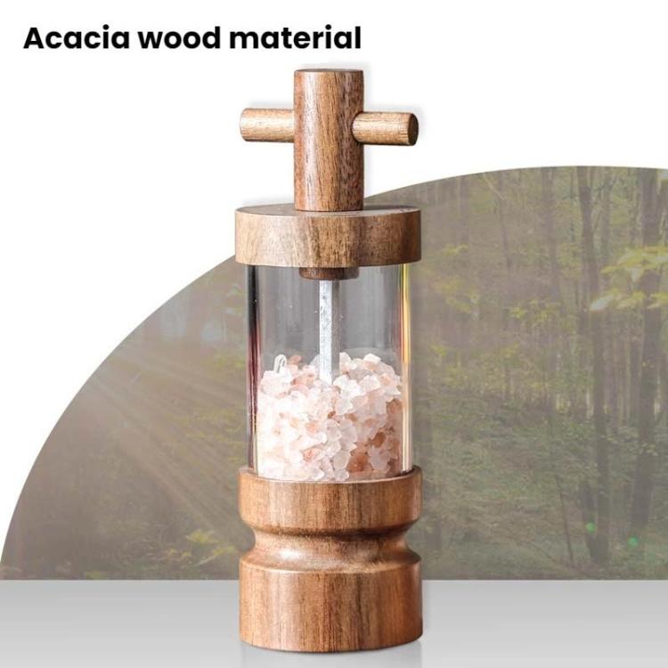 7 inch Manual Black Pepper Wood Grinder Transparent Acrylic Pepper Seasoning Bottle
