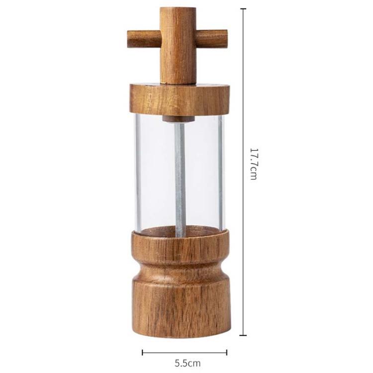 7 inch Manual Black Pepper Wood Grinder Transparent Acrylic Pepper Seasoning Bottle