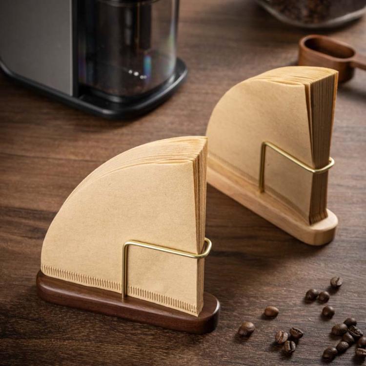 Coffee Filter Paper Holder Household Filter Paper Box Solid Wood Storage Stand