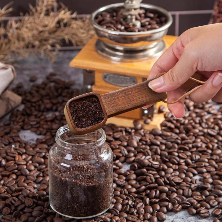 Solid Wood Square Coffee Spoon Measuring Seasoning Scoop Teaspoon