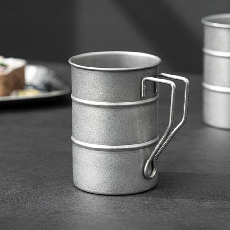 304 Stainless Steel Camping Mug Sandblasted Vintage Distressed Cup for Coffee, Beer, Outdoor, Picnic & Commercial Use