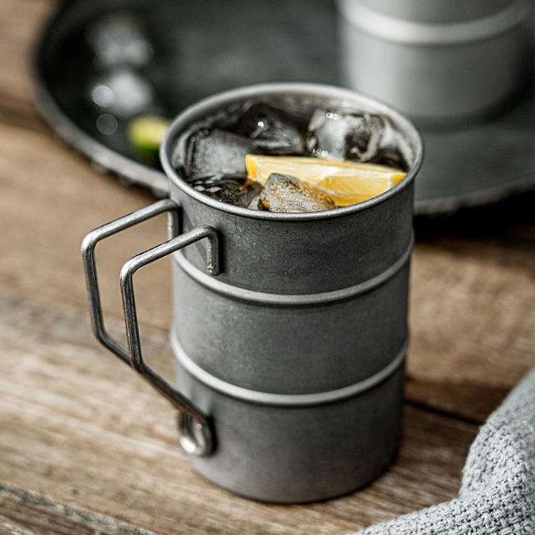 304 Stainless Steel Camping Mug Sandblasted Vintage Distressed Cup for Coffee, Beer, Outdoor, Picnic & Commercial Use