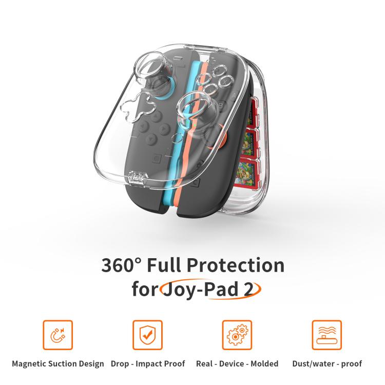 For Nintendo Switch 2 Joy-Con Controllers Crystal Clear Hard Case with 6 Game Card Storage Slots