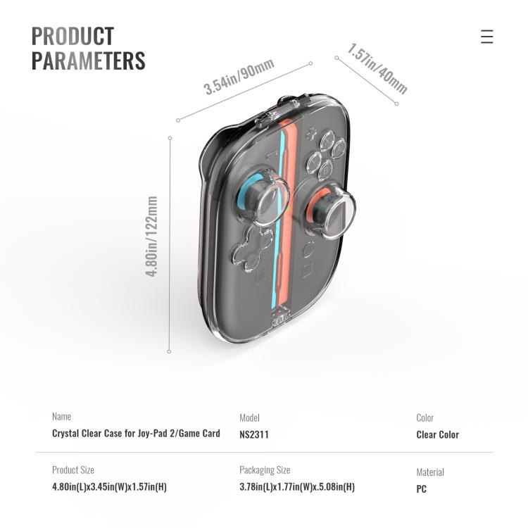 For Nintendo Switch 2 Joy-Con Controllers Crystal Clear Hard Case with 6 Game Card Storage Slots