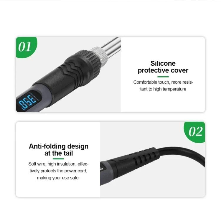 90W High Power Internal Heating Smart Digital Display Soldering Iron, US Plug