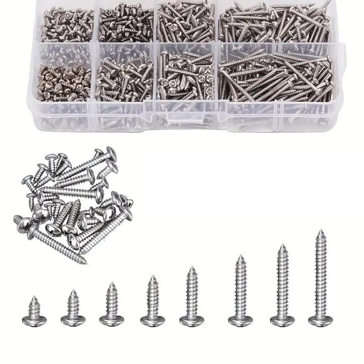 800pcs /Set Metric M2 Carbon Steel Phillips Self-Drilling Screw Kit