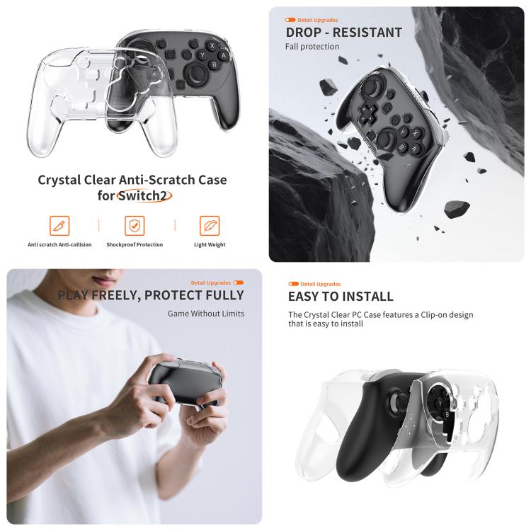 For Nintendo Switch 2 JYS 5-in-1 Crystal Case Full Protection Set Includes Console Shell, Joy-con & Pro Controller Cover, Faceplate, Game Cartridge Case