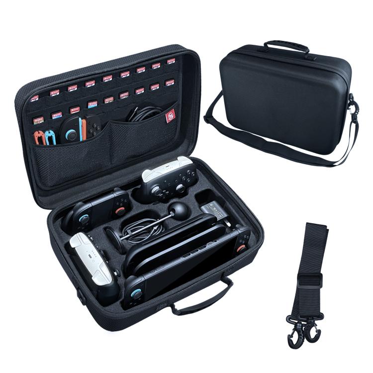 For Nintendo Switch 2 JYS All-in-One Storage Carrying Case Organizer with Shoulder Strap Fits Dock/Console/Pro Controller/Camera/Grip/Charger