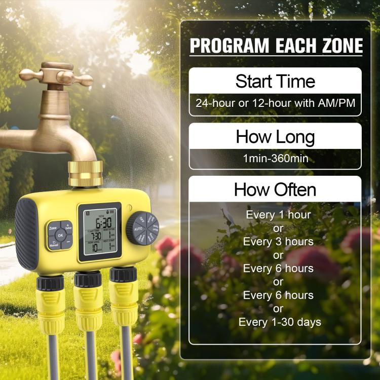 Outdoor Smart Automatic Watering Controller With Three-Way Irrigation Timer