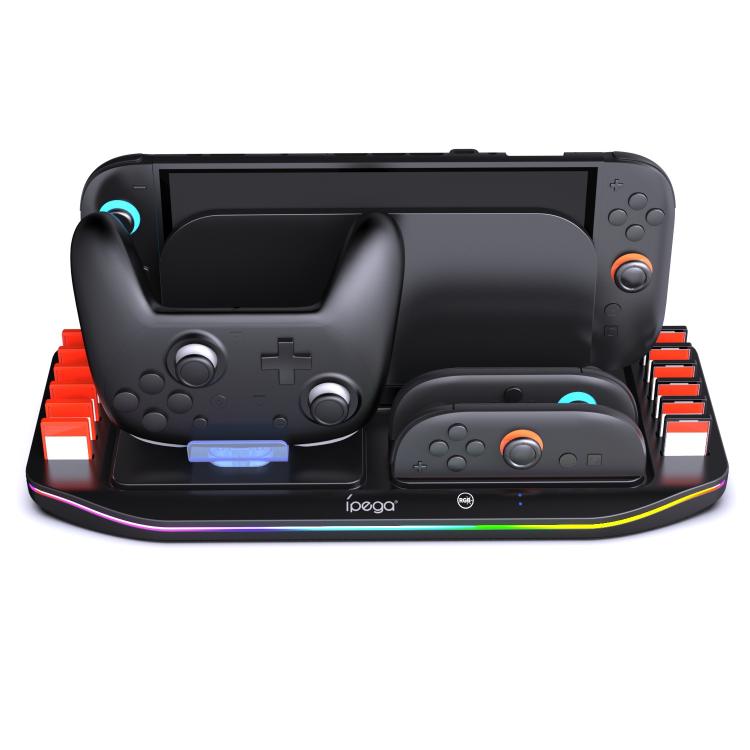ipega Charging Dock for Nintendo Switch 2 Joy-Con & Pro Controller with RGB Lighting Game Card Holder