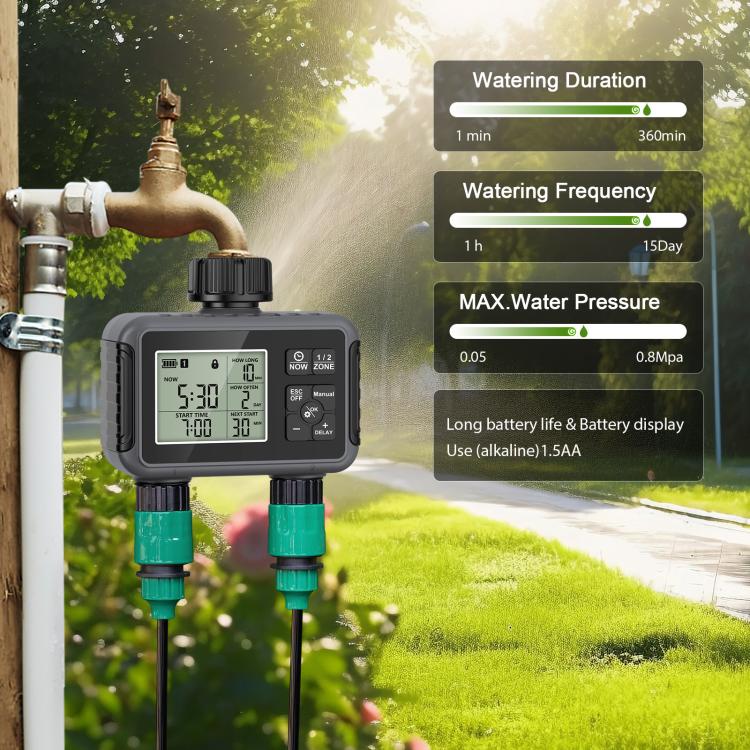 Smart Watering Timer Dual-Outlet Automatic Irrigation Controller