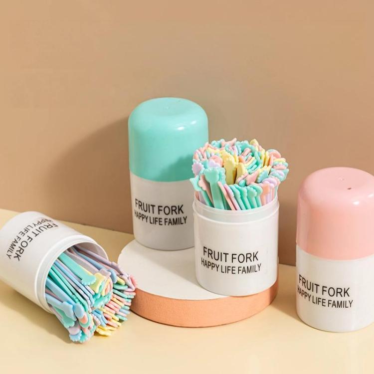 50pcs /Pack Plastic Dessert Forks Set 2-Prong Fruit & Cake Forks For Party, Snacks, Smoothie Bowls