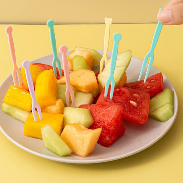 50pcs /Pack Plastic Dessert Forks Set 2-Prong Fruit & Cake Forks For Party, Snacks, Smoothie Bowls